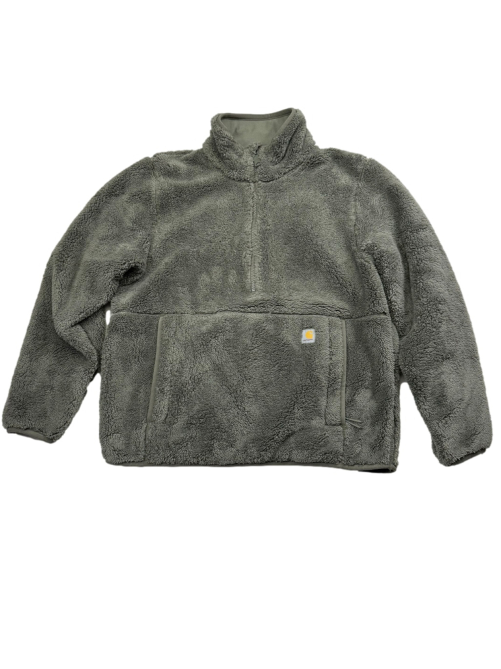 Men’s Carhartt Sherpa Fleece 1/4 Zip Pullover Sweatshirt Army Green Small